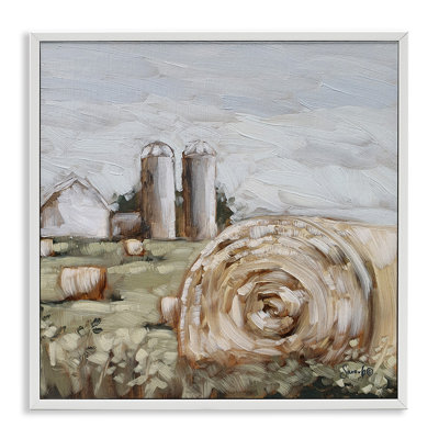 " Hay Bales Farmland Pasture " by Sara G. Designs Painting Print