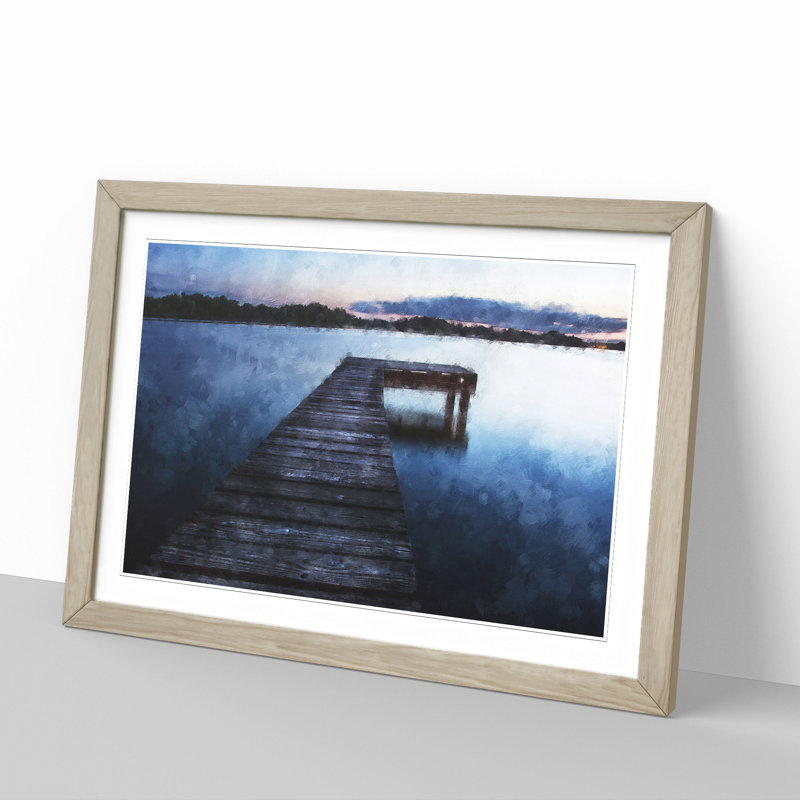 Lake Jetty - Picture Frame Graphic Art, 48cm H x 65cm W x 2cm D, Oak Framed