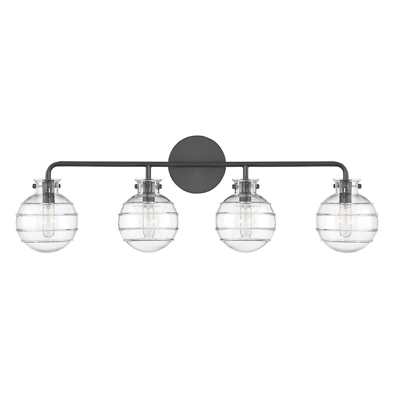 Satin Nickel 4-Light Vanity with Clear Swirl Glass Shades