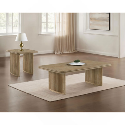 Ensemble de tables basses 2 pièces brun clair délavé