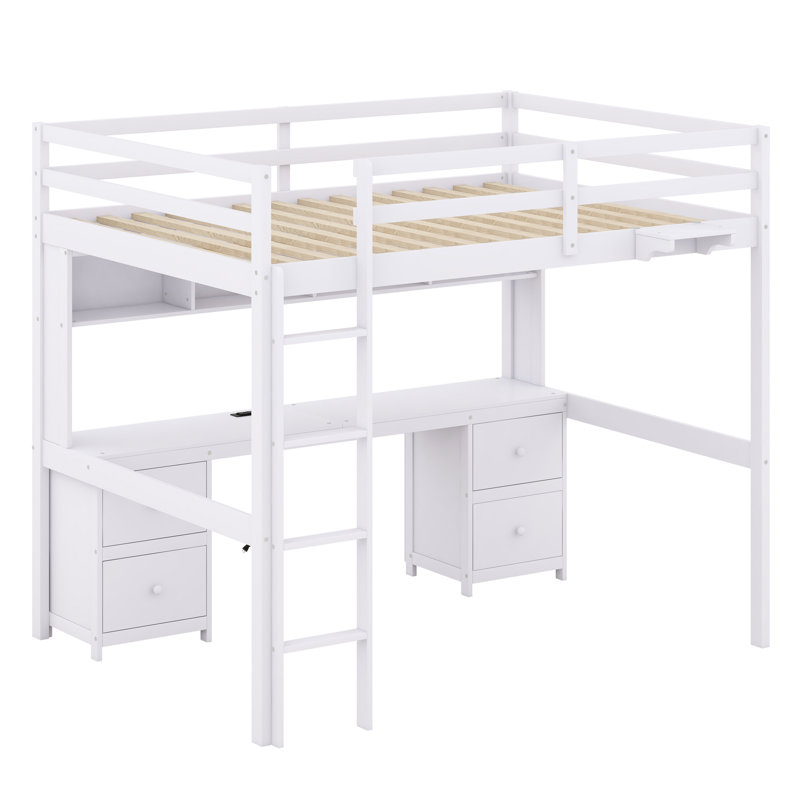 Jaquela Kids Full Loft Bed with Drawers, White