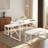 Aithan 3-Piece 43.3 Inch White Dining Table Set with Benches, Rustic Kitchen Table Set for Small Spaces, Modern Farmhouse Dining Set with Bench for Kitchen & Dining Room-2009791581-1960973184