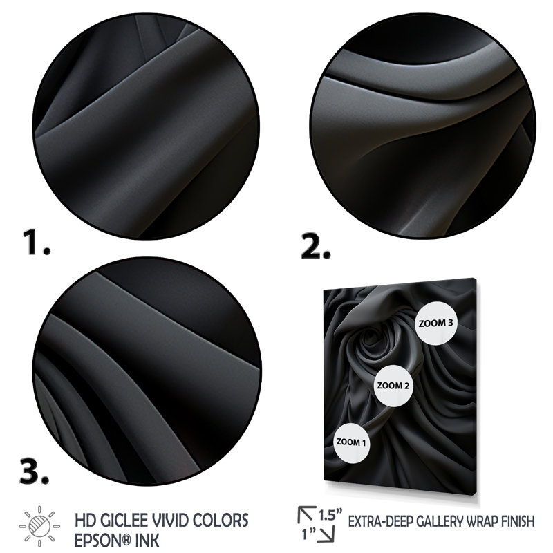 Silk Fractal Noir Curves III - impression d'art mural fractal, Encadrement doré, H 40 po x l 30 po x P 1,5 po