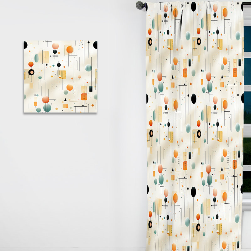 Motif de fougères beige minimaliste - rideau en velours moderne - obscurcissant - 1 panneau, L 52 po x L 63 po