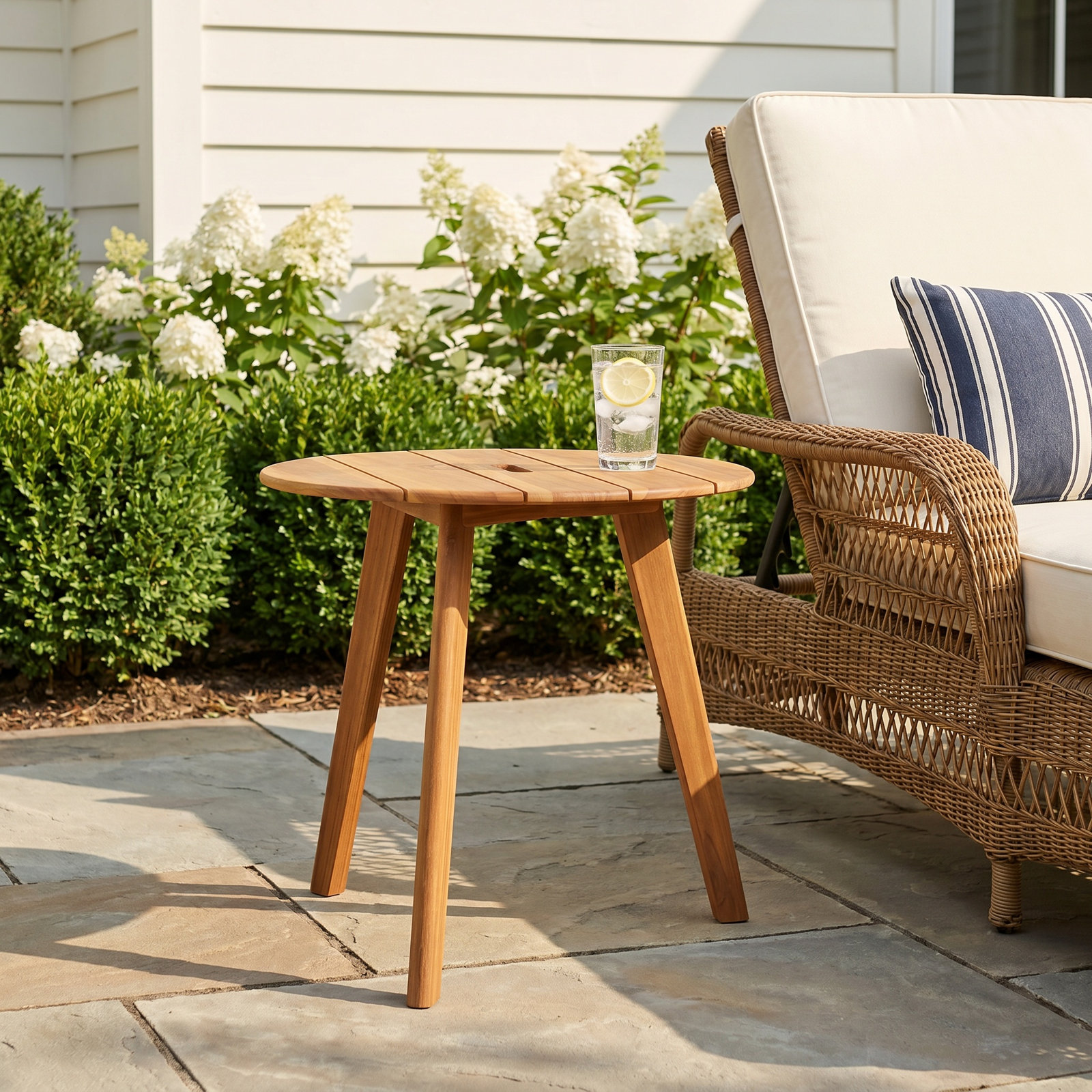 Akiva 20" Teak Patio Side Table
