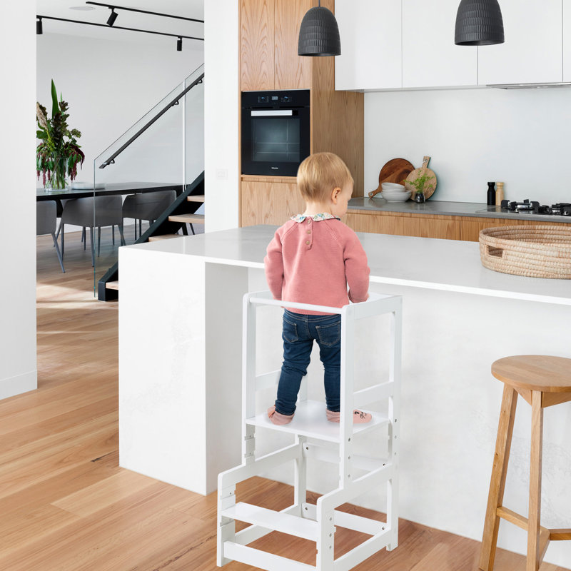 Convertible Montessori Learning Tower - Safe Step Stool for Toddler / Children , White