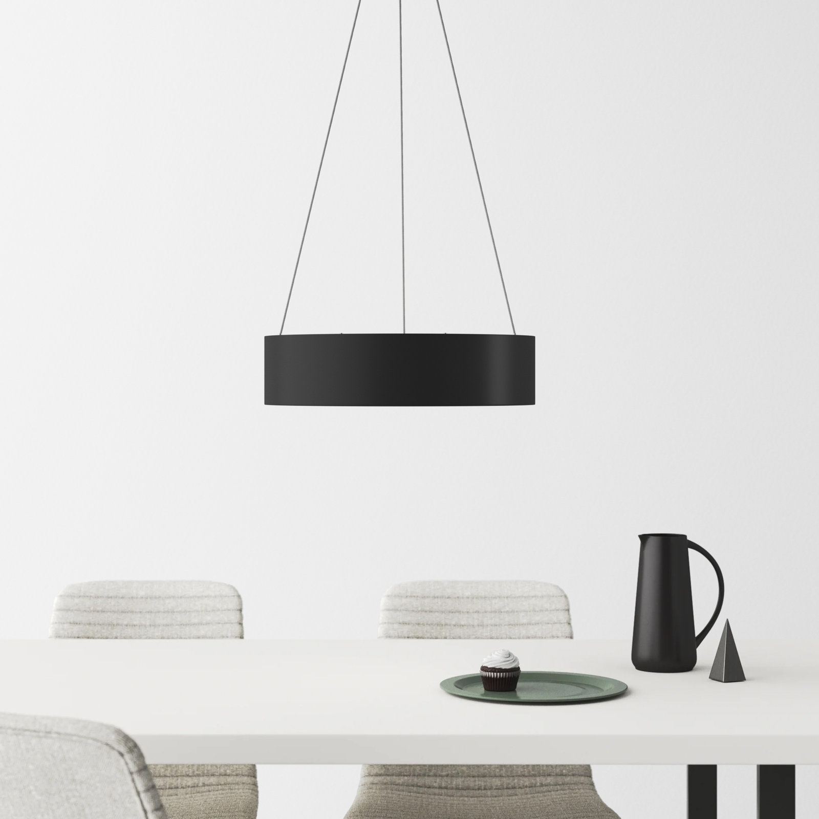 Fynn Single Light Steel Dimmable LED Pendant, Black