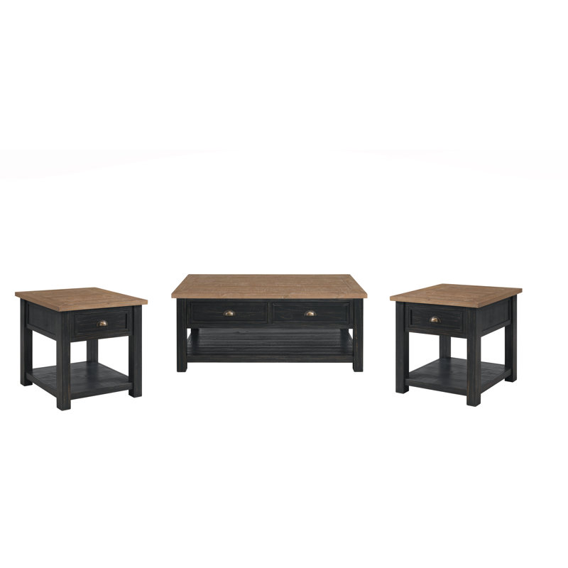 Holliman 3-piece Solid Wood Coffee And End Table Set