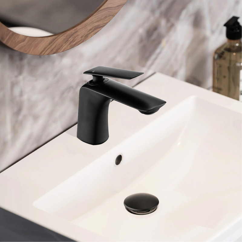 Robinet de salle de bain noir mat, robinet en laiton à poignée simple avec revêtement anticorrosion pour robinet d'évier et de lavabo, aérateur inclus, idéal