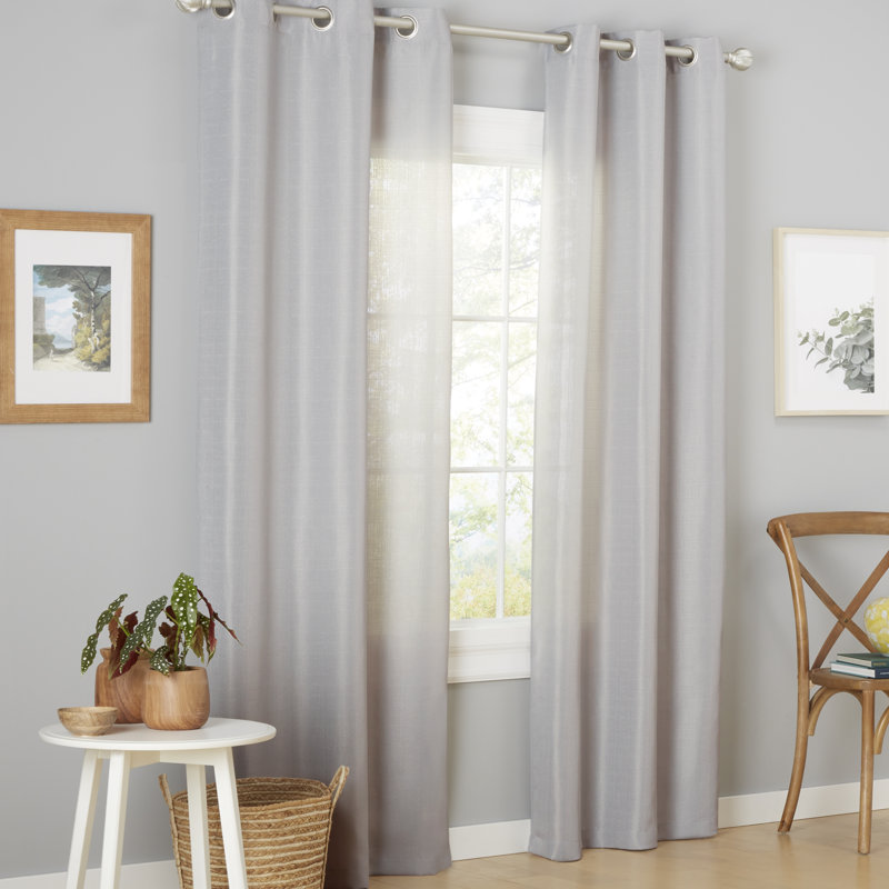 Paire de rideaux avec œillets Ladner, Gris, L 38 po x H 96 po