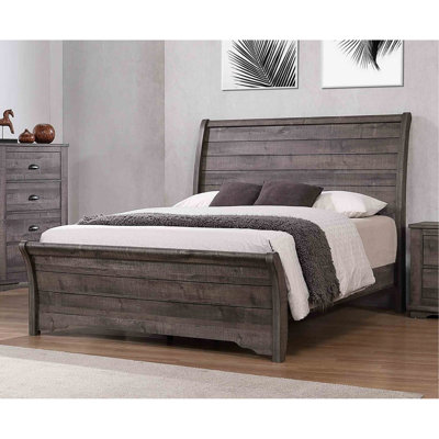 Tête de lit 1pc au design contemporain avec lignes horizontales et tête de lit courbée légèrement inclinée