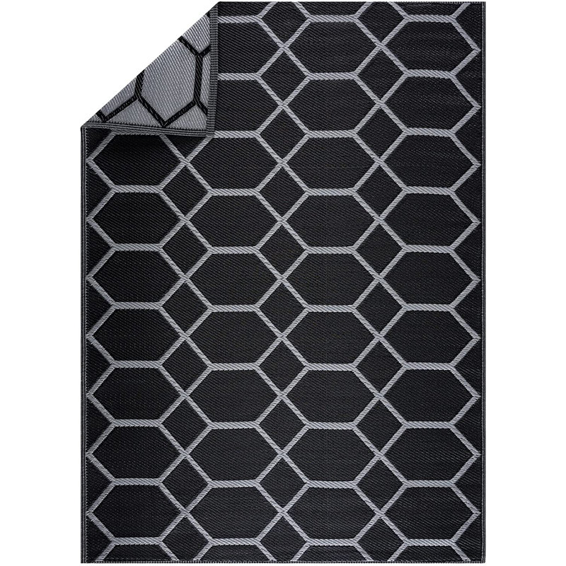Tapis d'intérieur / extérieur noir / gris Darpan, Rectangle 5 pi x 7 pi