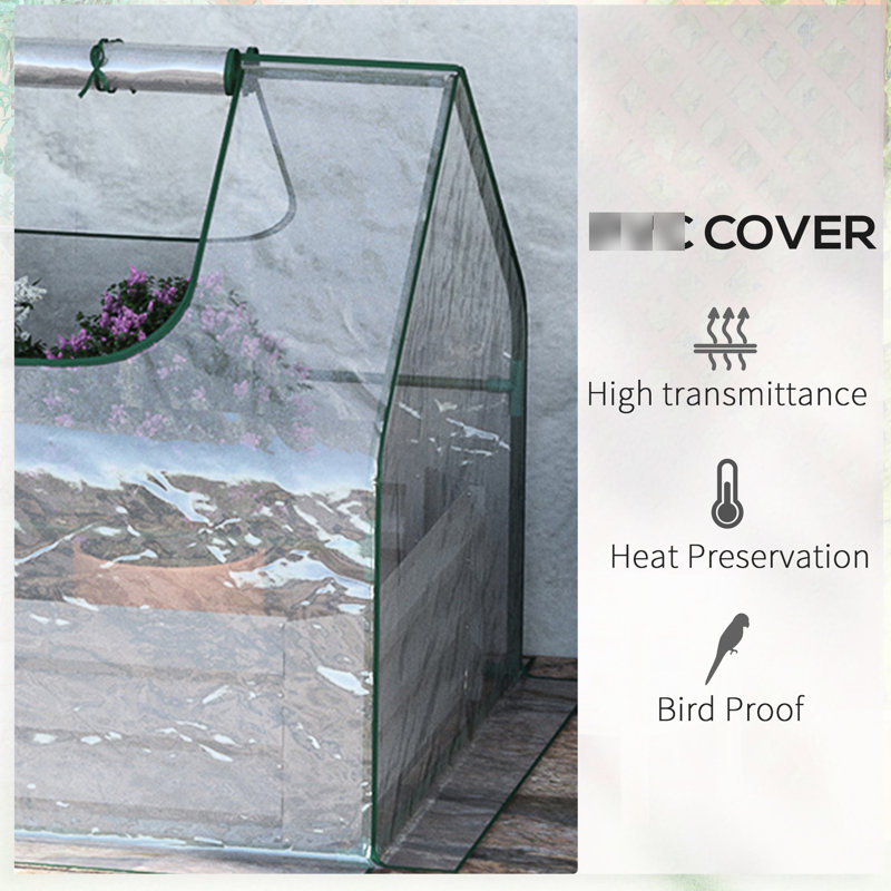 Lit de jardin surélevé gris galvanisé avec abri pour serre