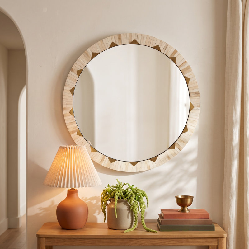 Mardi Bone Round Wall Mirror