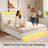 Bed Frame with LED Lights,Upholstered Wingback Storage Bed with Built-in Outlets & 4 Drawers-966201853-966201855