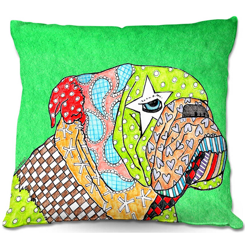  Coussin Couch English Bulldog, 18 po x 18 po, Kelly