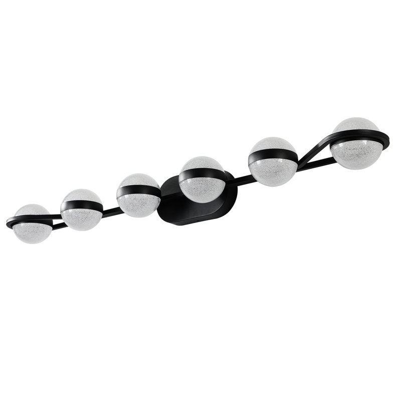 6 - Éclairage de meuble-lavabo noir, style moderne et simple, matériau en fer, brouillard, écoénergétique pour différentes pièces avec 6 lumières noires, économie, salle de bain, armoires de toilette, salle d'eau
