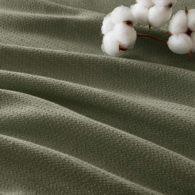 Couverture tissée en coton liquide respirant, Lit simple, Olive Green