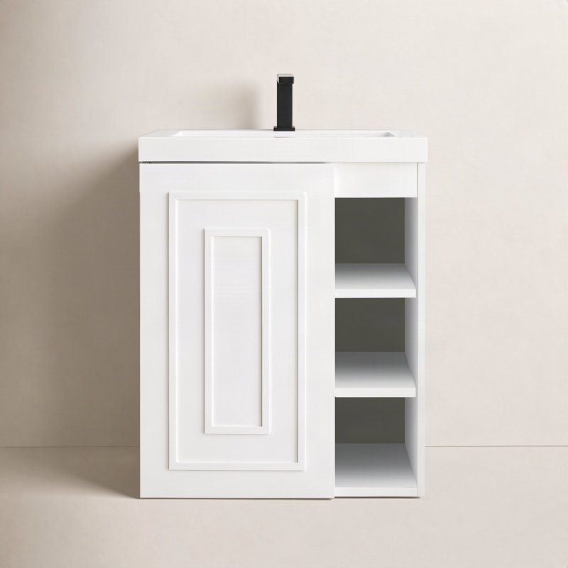 Meuble-lavabo simple l 24 po d'Alicante, Blanc lustré