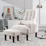 Muddathir Upholstered Waiting Room Accent Chair with Adjustable Backrest and Ottoman