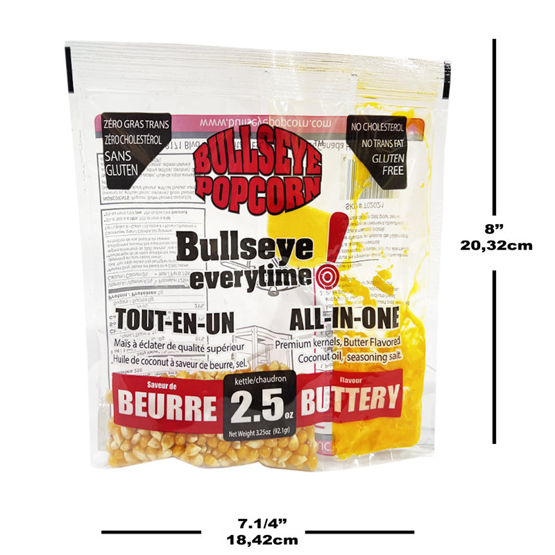 Maïs soufflé Bullsyes - boîte de 24 portions pré-emballées de maïs soufflé - 2,5 oz