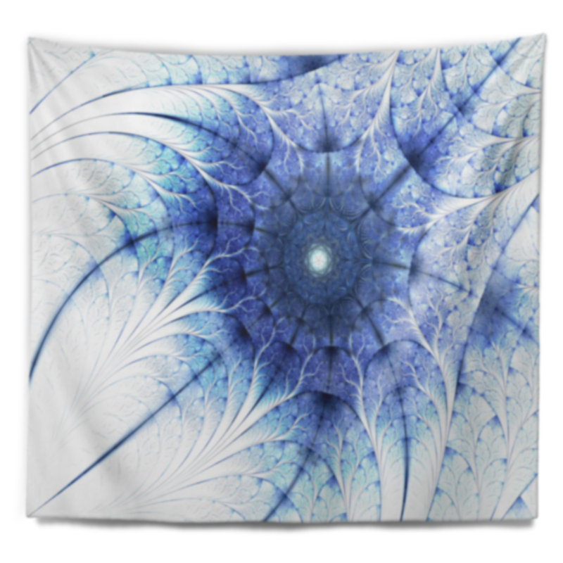 Tapisserie abstraite symétrique de fleurs fractales, H 68 po x l 80 po