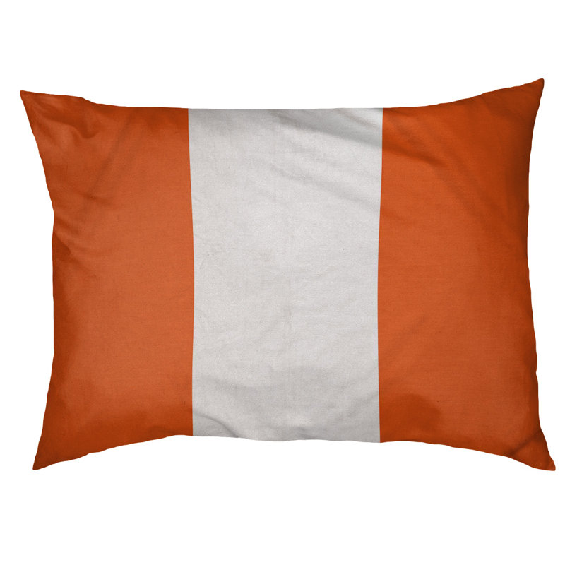 Coussin Cleveland, Petit (l 28 po x P 18 po x H 6 po), Orange / blanc