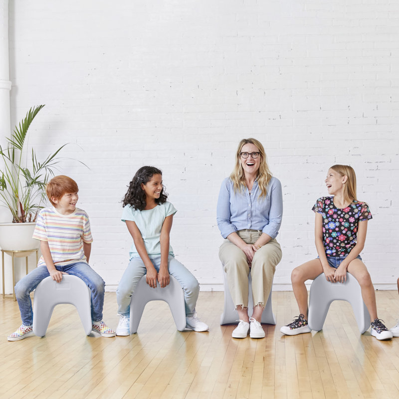 Tabouret perchoir ECR4Kids Wave, Gris clair, 14 po à 15,1 po de hauteur, 2