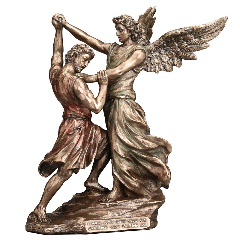 Figurine 9,45 pouces en bronze coulé à froid Jacob Wrestling with God
