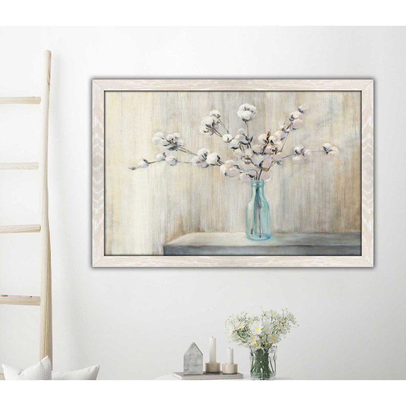 «Cotton Bouquet», reproduction de peinture acrylique, H 28 po x l 48 po x P 1,5 po, Toile tendue