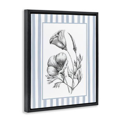 Blossoming Flowers on Stripes Floating Frame, design by Lettered and Lined