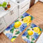 Tapis de cuisine beige avec hortensias et abeilles citron, 2 pièces, décor floral pour la cuisine et le salon