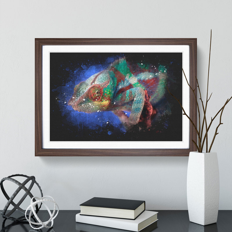 A Chameleon - Picture Frame Graphic Art Print, 33cm H x 45cm W x 2cm D, Walnut Framed