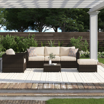 Ingles 5 - Person Modular Patio Conversation Sets with Sunbrella® Cushions