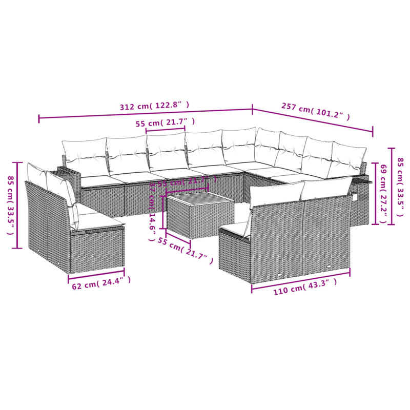 Ensemble de canapé de jardin Vidaxl