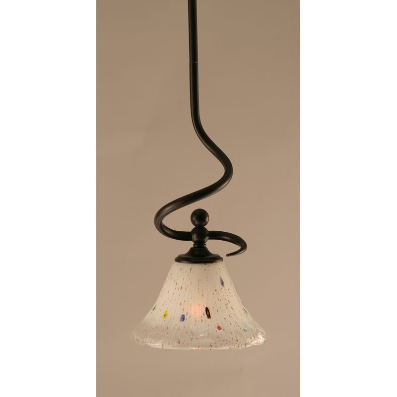 Skypark Stem Hung Mini Pendant Shown In Dark Granite Finish With 7" Frosted Crystal Glass, Frosted
