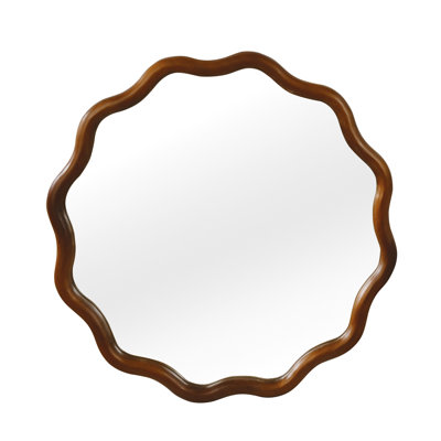 Wavy Rectangle Solid Wood Frame Decorative Mirror
