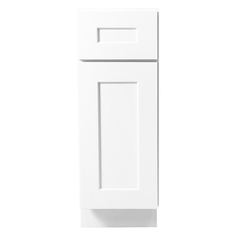 Armoire en bois à une porte en blanc pour salle de bain et cuisine, tiroirs peu encombrants, salle de bain de 24 po de largeur, tablettes réglables, stratifiés, stable, hauteur 34,5 po