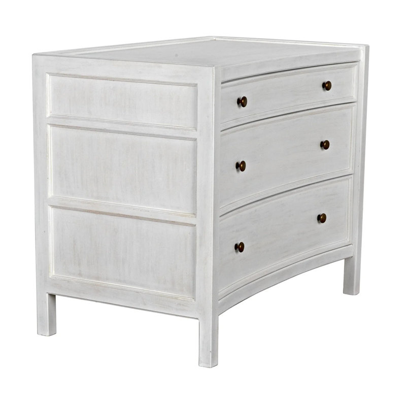 Hampton 3 - Drawer Solid Wood Nightstand, White Wash