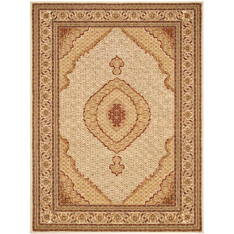 Tapis d'intérieur / beige à motif médaillon perse beige / crème 8 pi x 11 pi (7 pi 9 po x 10 pi 8 po) de Faris