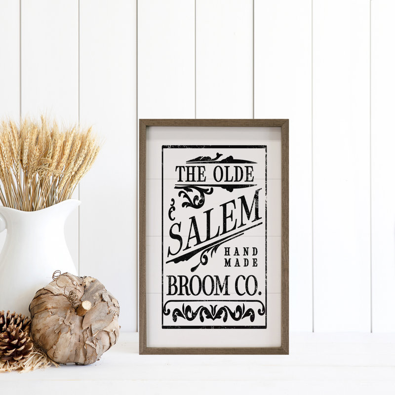 " The Olde Salem Broom Co White ", 8" H x 5" W