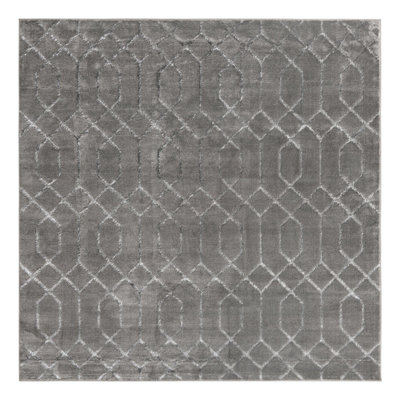 Glam Geometric Gray Silver Area Rug