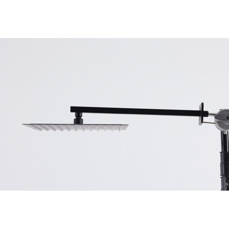 Wall Mounted Shower System with 10-Inch Raincan Shower Head and Handheld Shower Combo, 10 in, Black