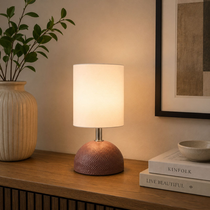 Ceramic Standard Table Lamp, Pink, 19.5cm H 12cm W 12cm D