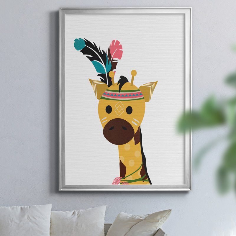 Art encadré Emilio Giraffe, H 26,5 po x l 36,5 po x P 1,5 po, Argent