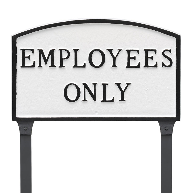 Enseigne de jardin pour employés seulement, Blanc / Noir, H 10 po x l 15 po x P 0,25 po