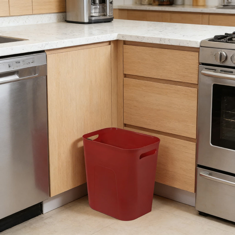 Petite poubelle rectangulaire avec un design peu encombrant, une poubelle en plastique durable pour la salle de bain, la cuisine, le bureau et la salle de lavage, capacité de 3,5 gallons