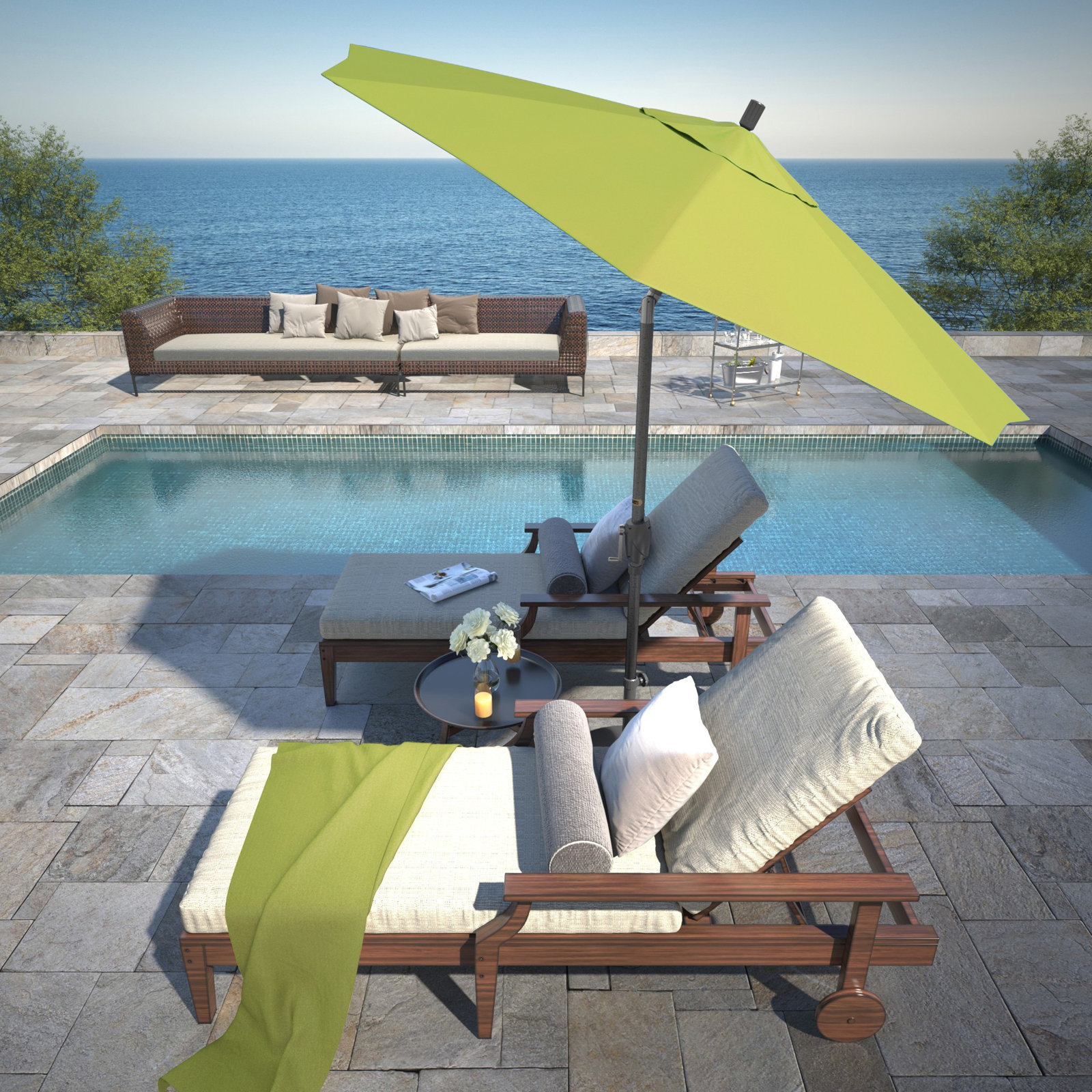 Lexia 7.5' Sunbrella® Umbrella, Canvas Parrot Sunbrella® Canvas, Hammertone Gray