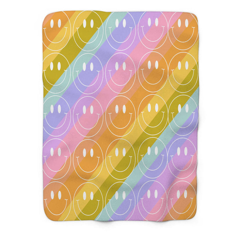 Rétro teintes pastel - couverture Sherpa de qualité supérieure 1 pièce, Grand lit
