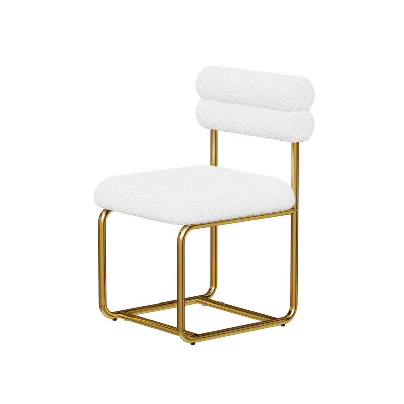 Ensemble de chaises de salle à manger rembourrées épaisses et épaisses de style Mid-Century moderne minimaliste en tissu blanc